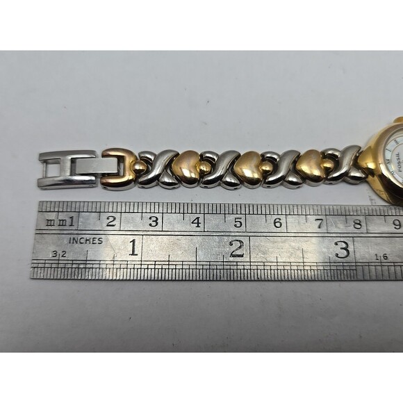 Fossil F2 ES 8730 Women Two Tone Heart Link Bracelet Quartz Watch New Battery - Picture 10 of 11